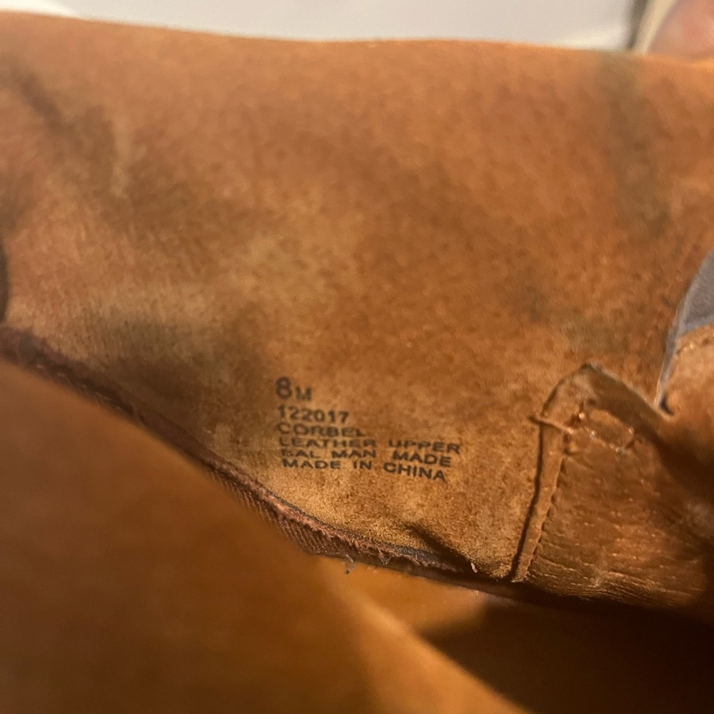 Micheal Shannon grey leather ankle boots with cognac nubuck lining. Size 8